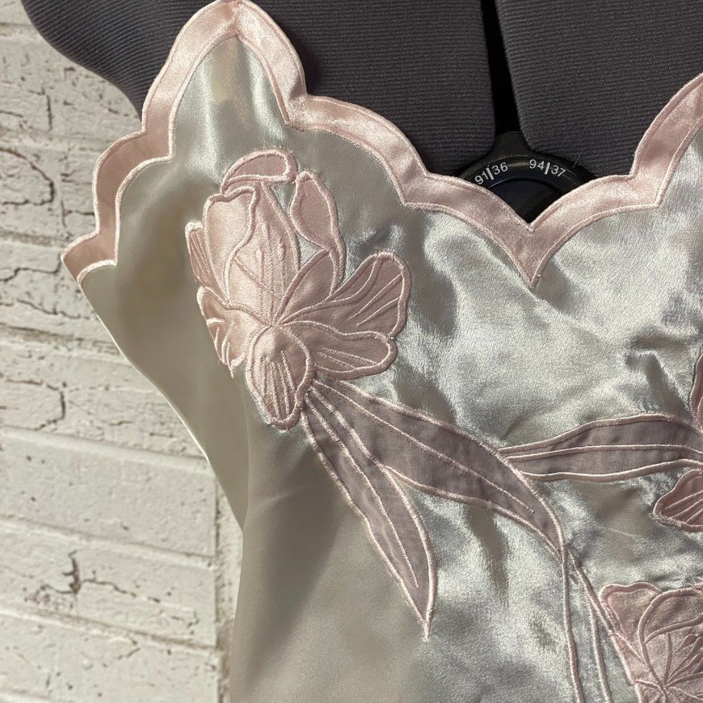 Fantasies Vintage Pink White Floral Slip Nightie Medium - Picture 3 of 10